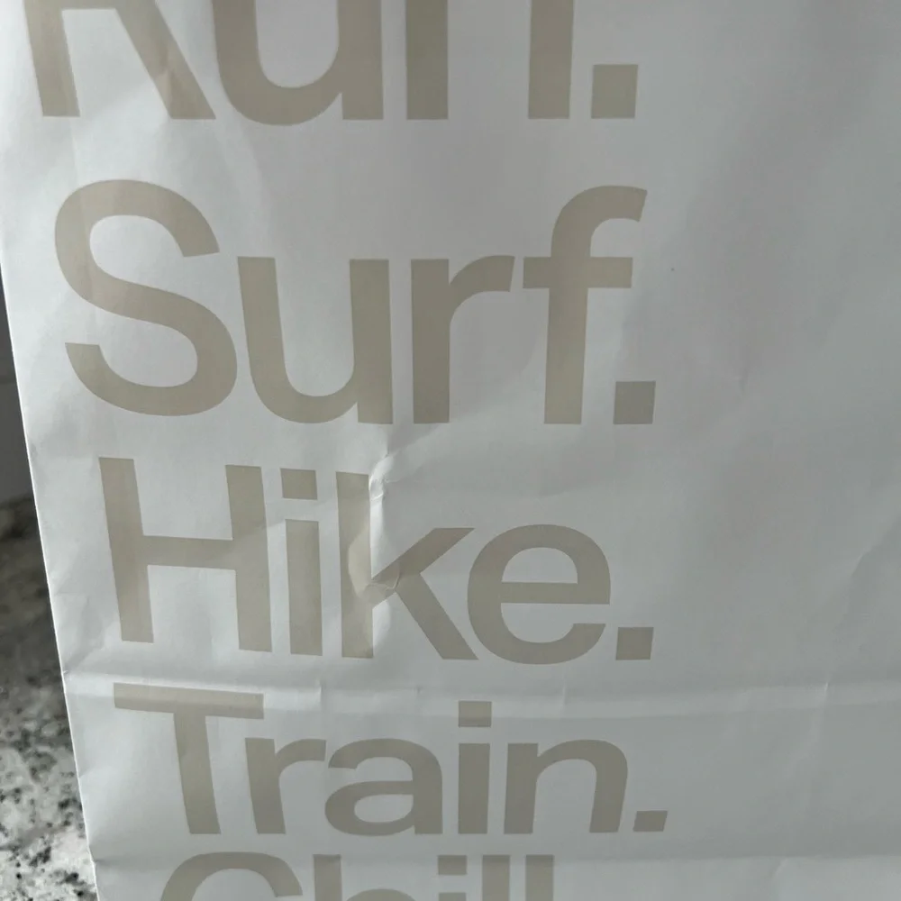 Vuori Cream Motivational Tote gift bag medium size run surf hike
